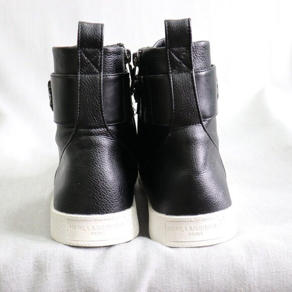 Karl Lagerfeld Hi Top Leather Sneakers Mens 10 Zip Up Black FLASH SALE - Picture 4 of 16